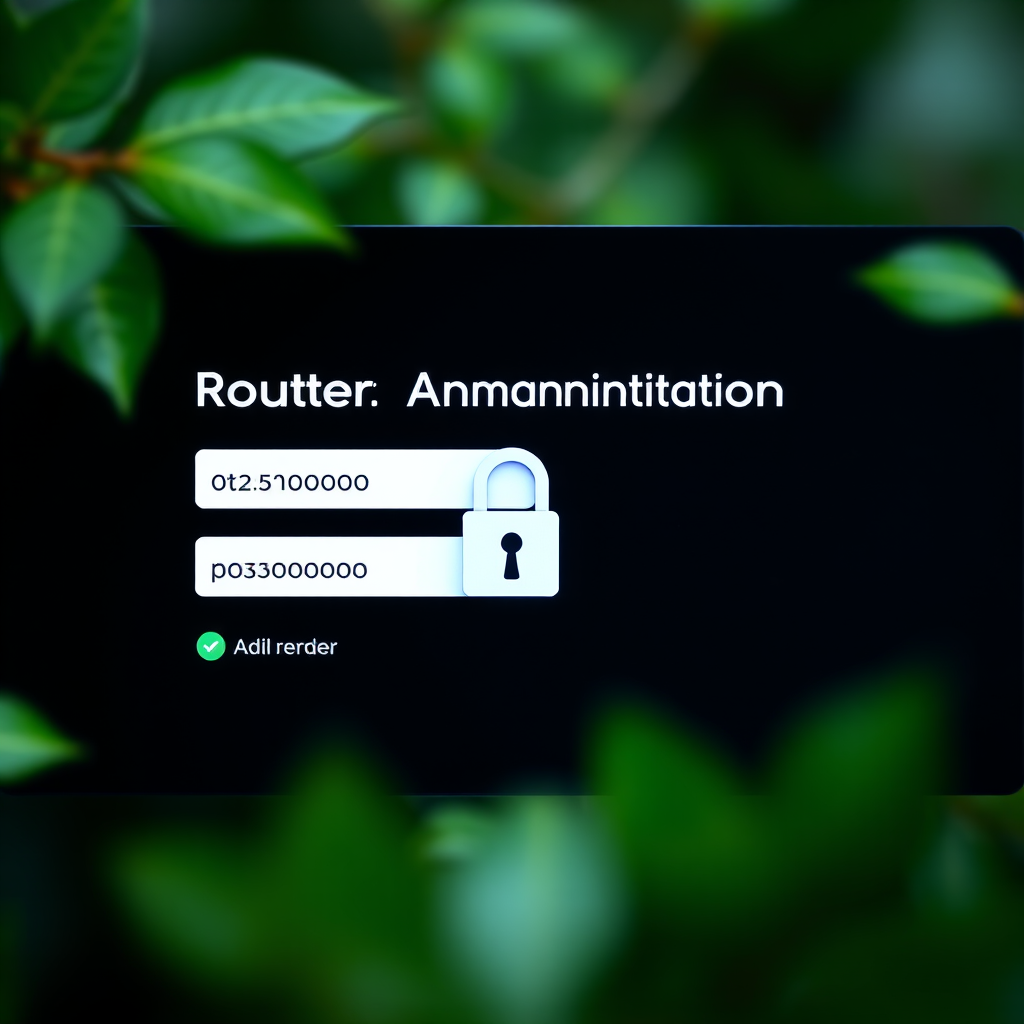 Router administration login screen showing username and password fields with security lock icon